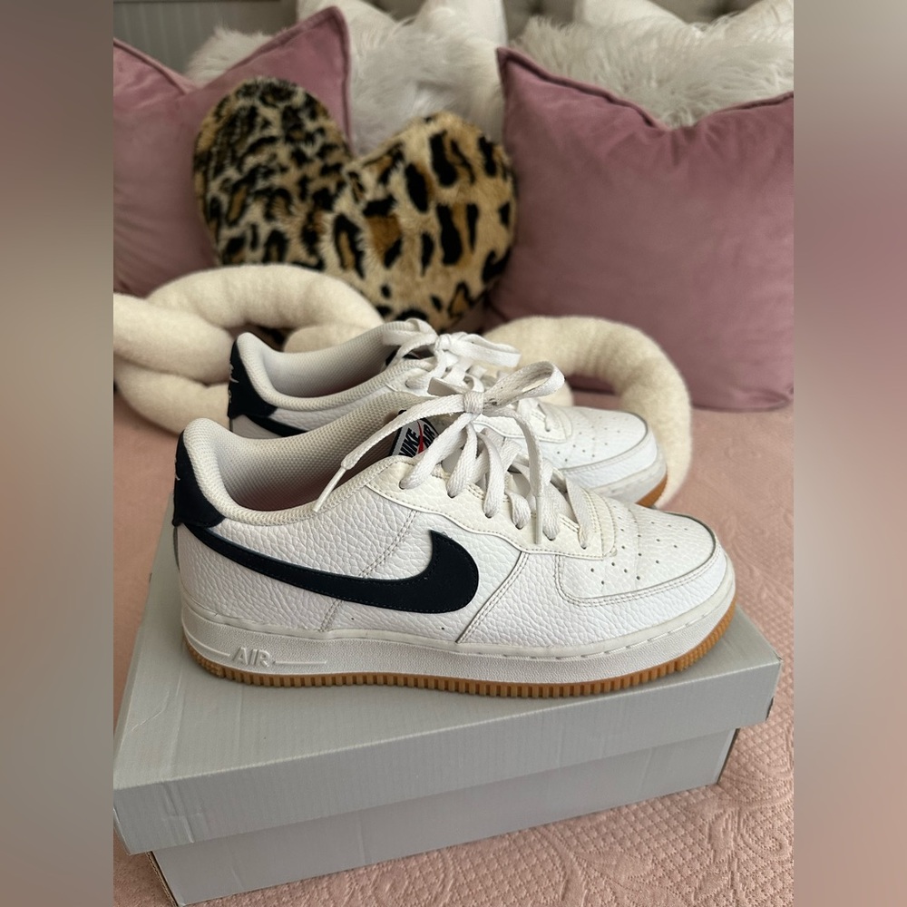 Youth Nike White and Black Sneakers with Gum Sole
